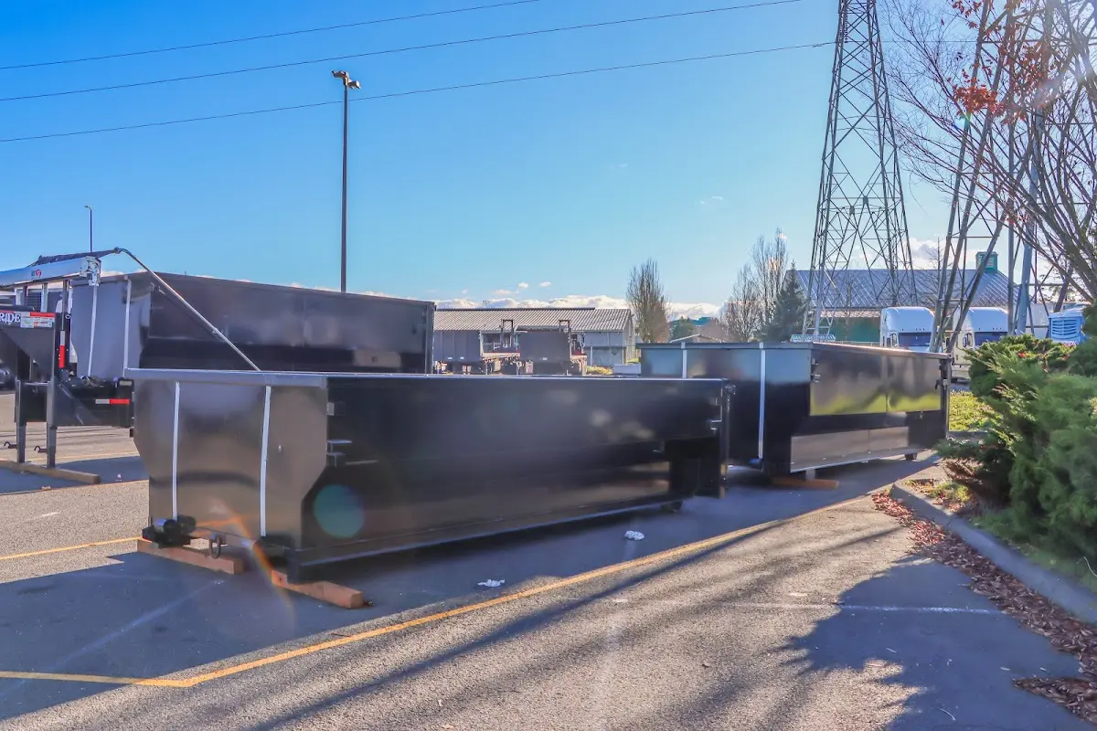 Roll-off dumpster ready for waste disposal at job site for Construction Dumpster Rental in Lake Oswego